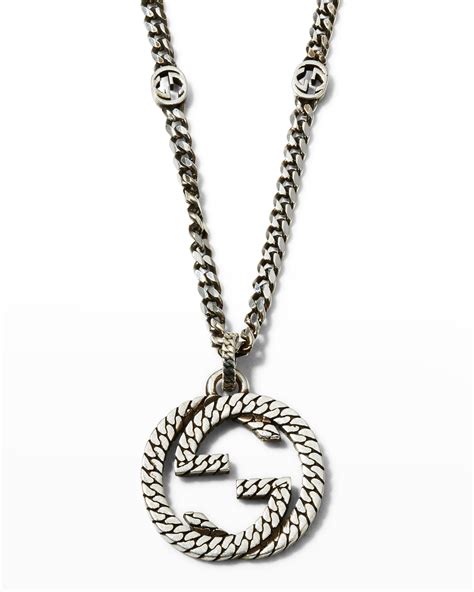 sterling silver gucci link chain|Gucci Men's Sterling Silver Interlocking G Link Necklace.